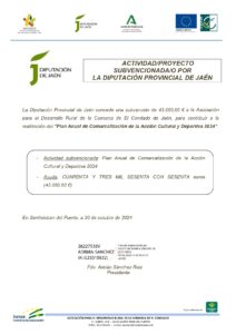 PLAN ANUAL DE COMARCALIZACIÓN DE LA ACCIÓN CULTURAL Y DEPORTIVA 2024 EN EL CONDADO DE JAÉN.